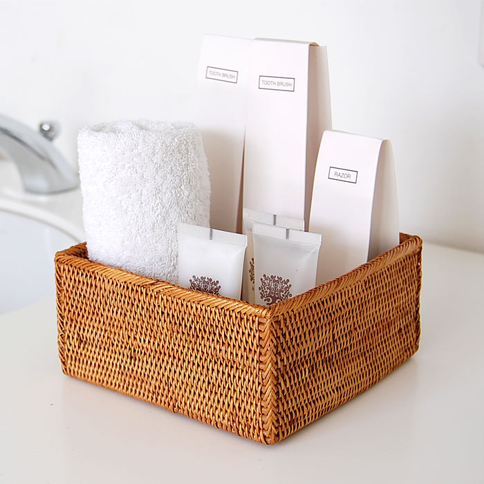 アタで編まれた四角い収納ボックス[Bタイプ]