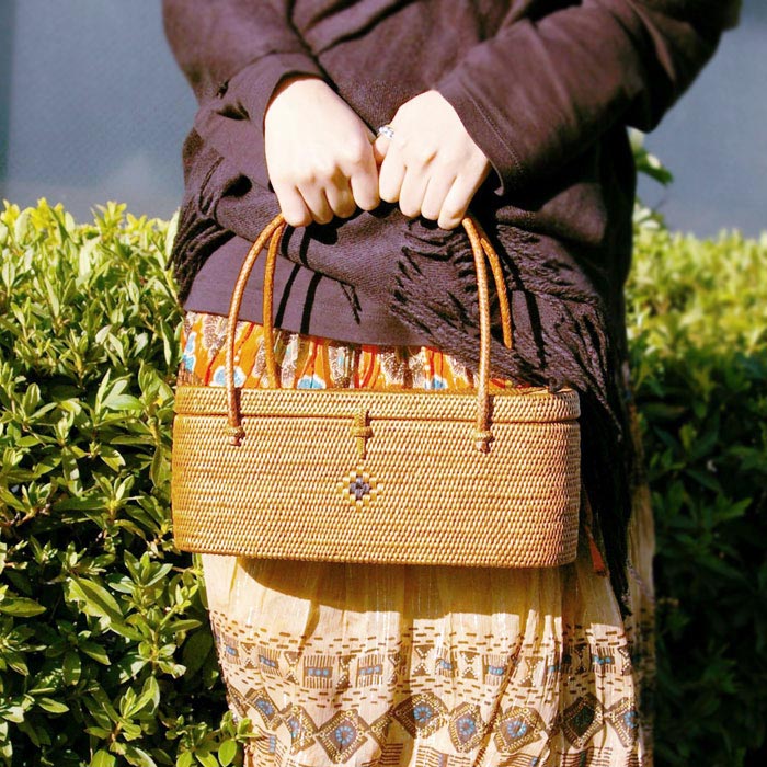 アタ かごバッグ リゾートバッグ ゆかたバッグ かばん バスケット バリ アジアン雑貨