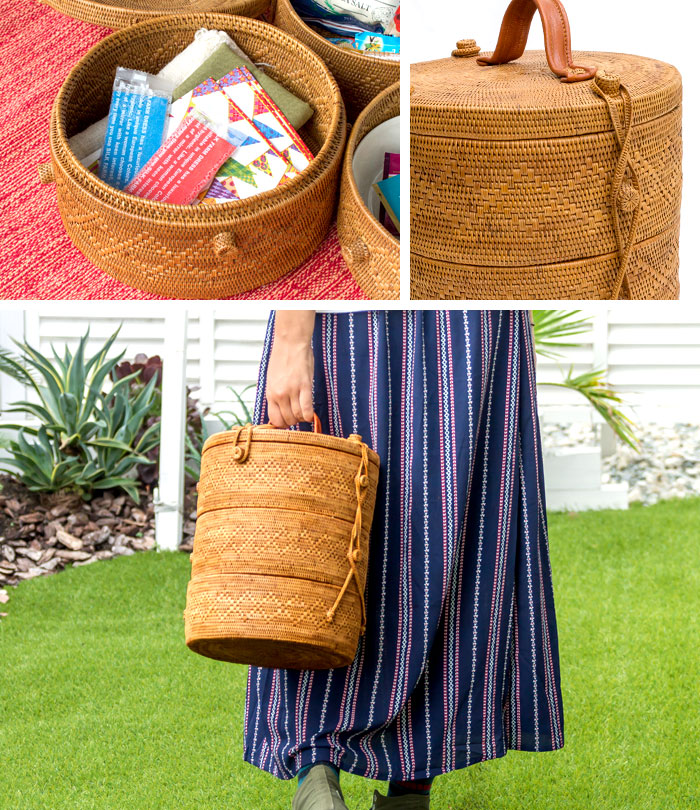 小物入れ カゴ 収納バスケット ランチバッグ コスメボックス アタ 天然素材 アジア雑貨 バリ雑貨