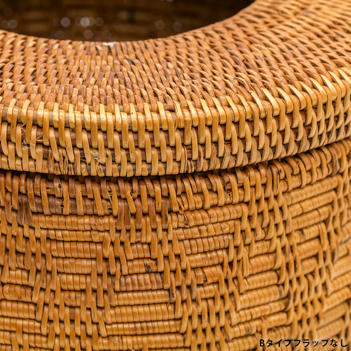 フタに穴のあいたアタ製バスケット 円柱形 ダストボックス ゴミ箱 バリ アジアン雑貨