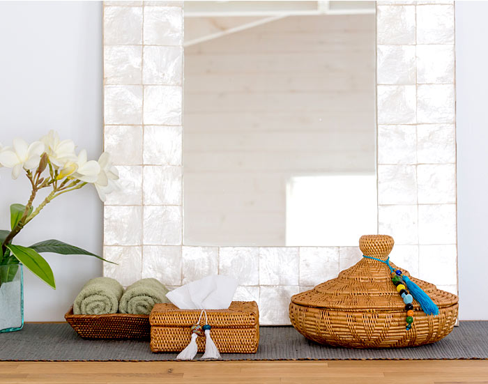 収納 バスケット 小物入れ アジアン アタ タッセル