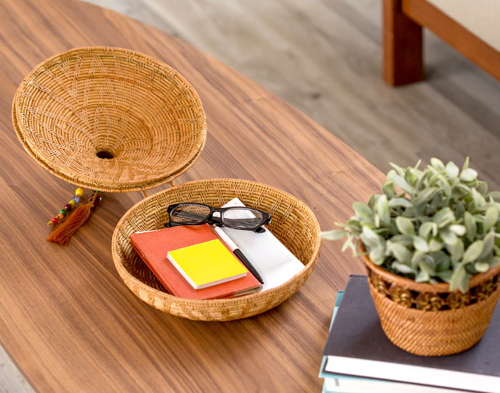 収納 バスケット 小物入れ アジアン アタ タッセル