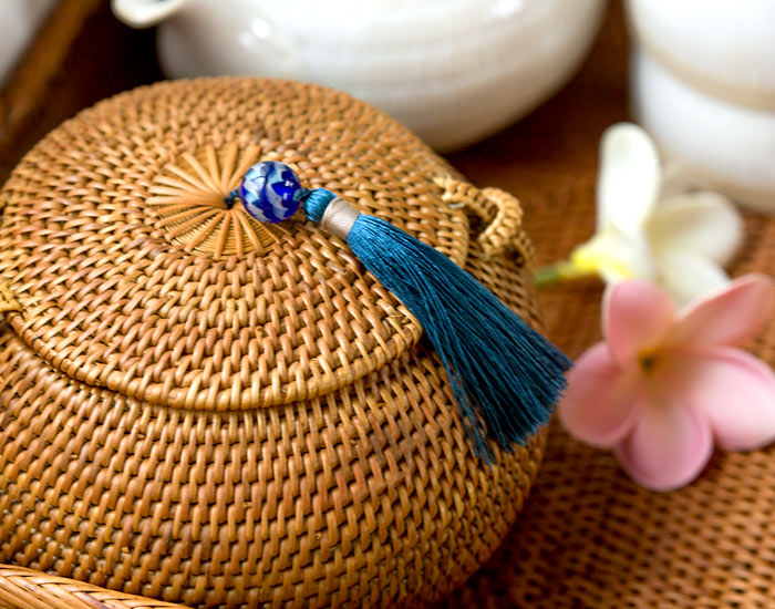 収納 バスケット 小物入れ アジアン アタ タッセル