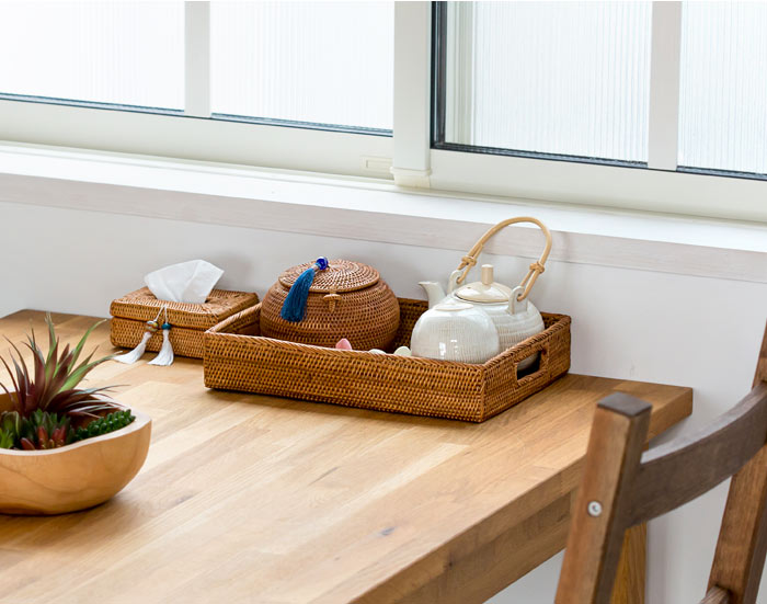 収納 バスケット 小物入れ アジアン アタ タッセル