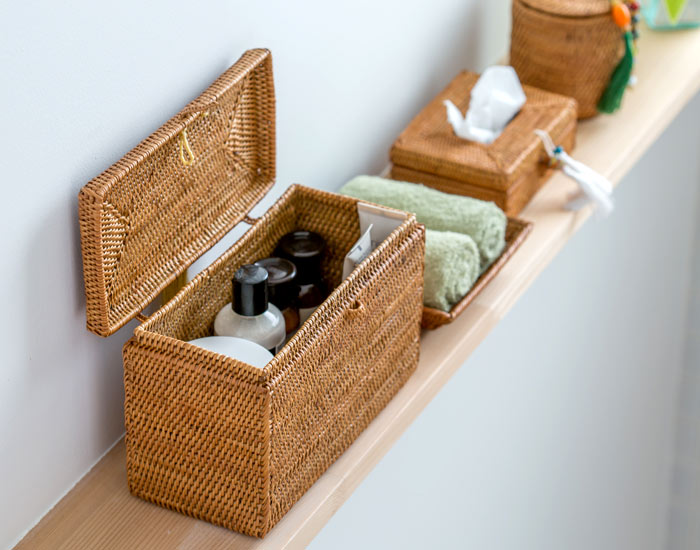 収納 バスケット 小物入れ アジアン アタ タッセル