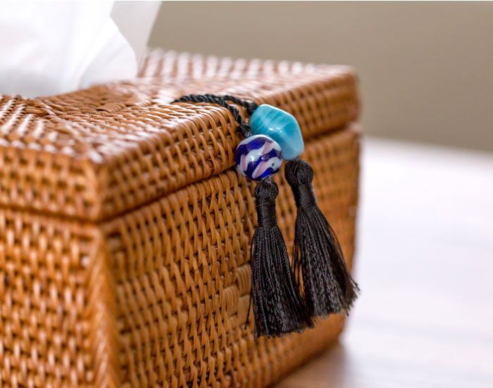 ティッシュケース ティッシュカバー アジアン アタ タッセル