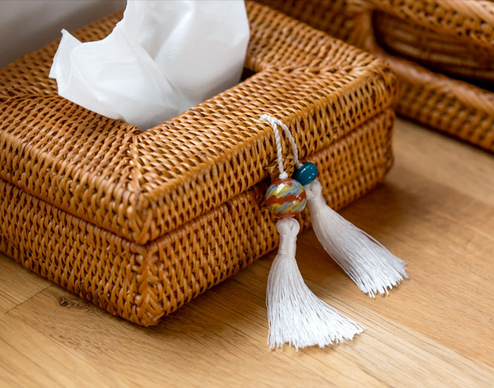 ティッシュケース ティッシュカバー アジアン アタ タッセル