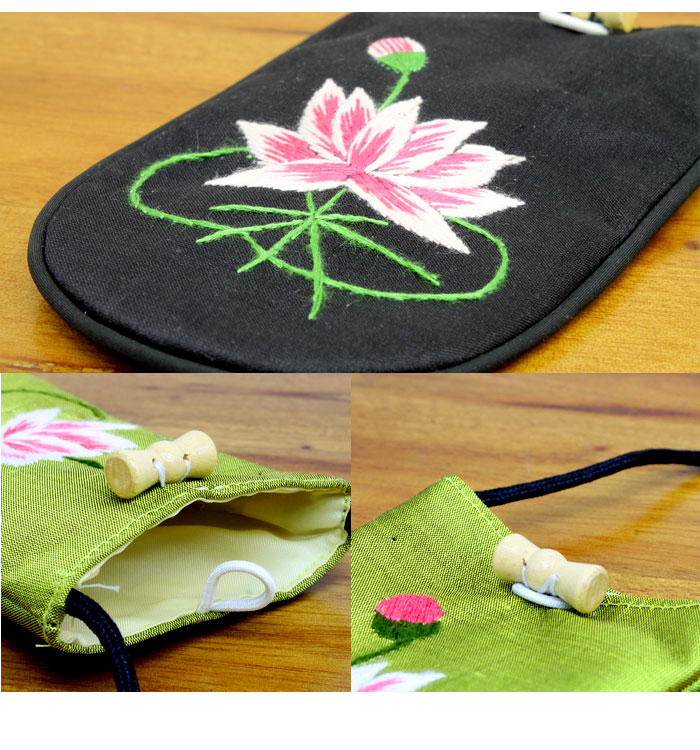 蓮の刺繍が可愛いミニショルダーポーチ