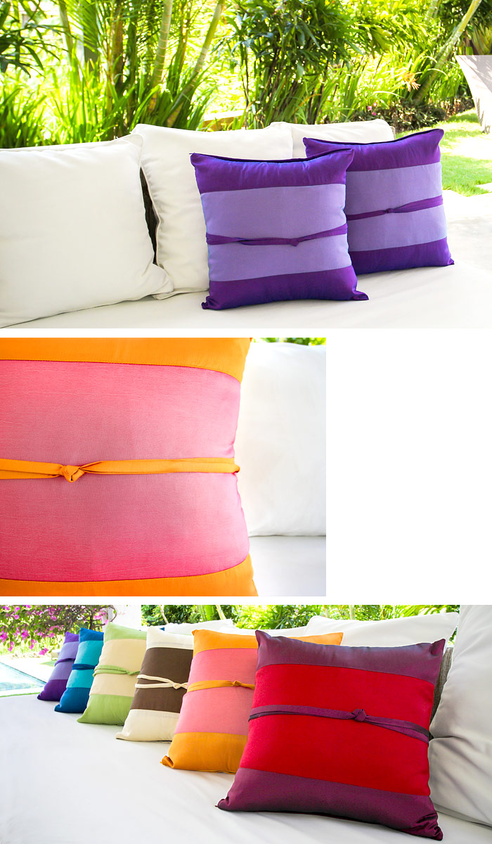 光沢のある帯付きクッションカバー