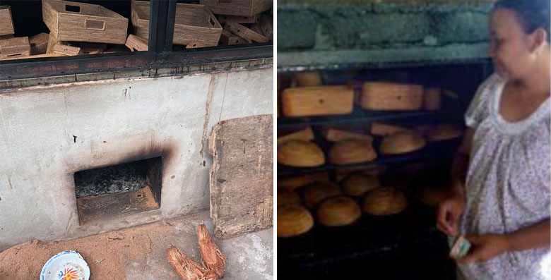 乾燥させたアタ製品を燻す（スモーク）工程