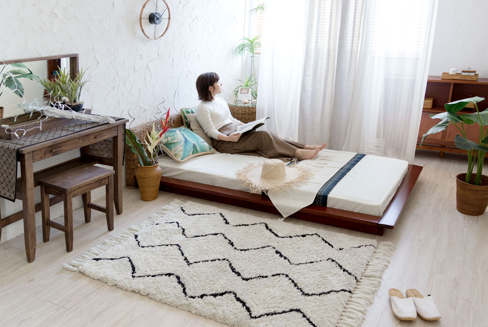 おすすめコーディネート実例。アジアンホテルライクな ベッドルーム。