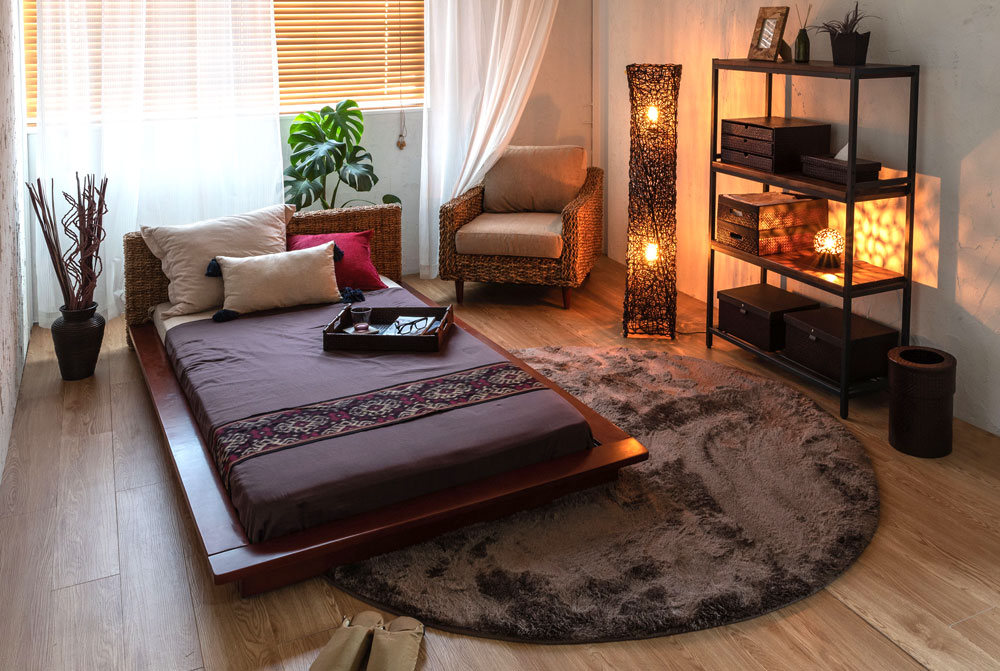 おすすめコーディネート実例。落ち着きの秋色ベッドルーム。