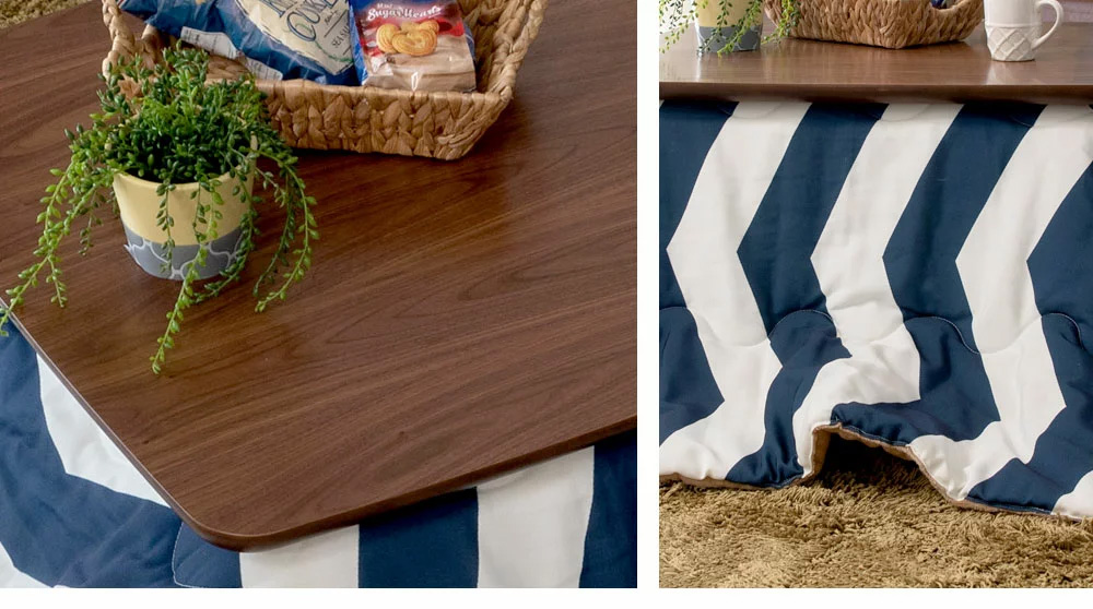 シェブロン柄デザインのこたつコーデ