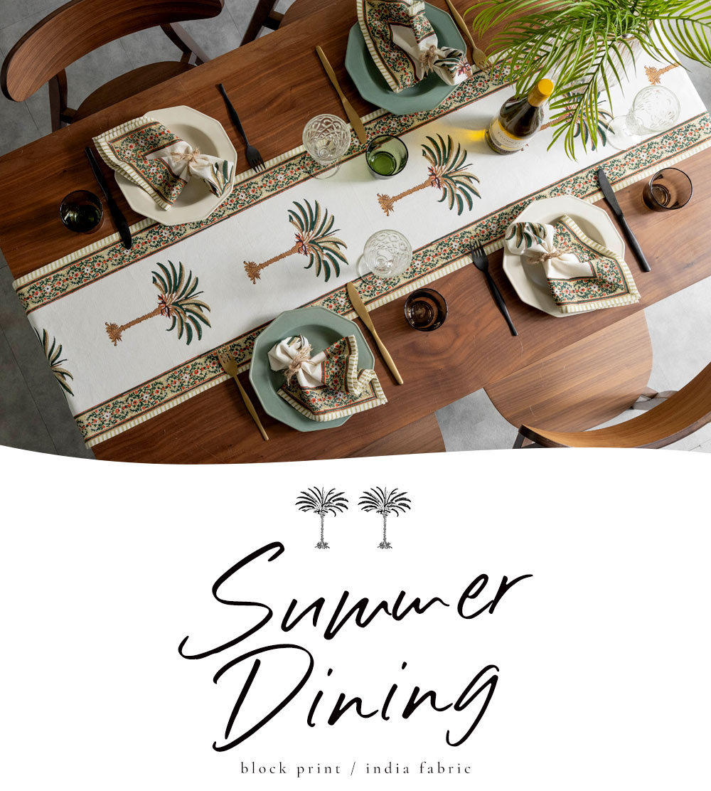 �ƤΥ�������ơ��֥륳���ǥ��͡��ȡ�summer dining��block print india fabric