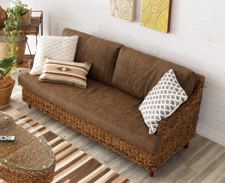 アバカ製3人掛けソファ