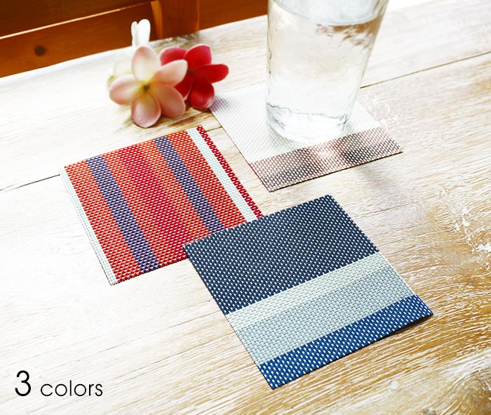 ボーダー柄スクエア型プレースコースター