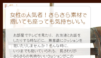 女性の人気者！さらさら素材で抱いても座っても気持ちいい。