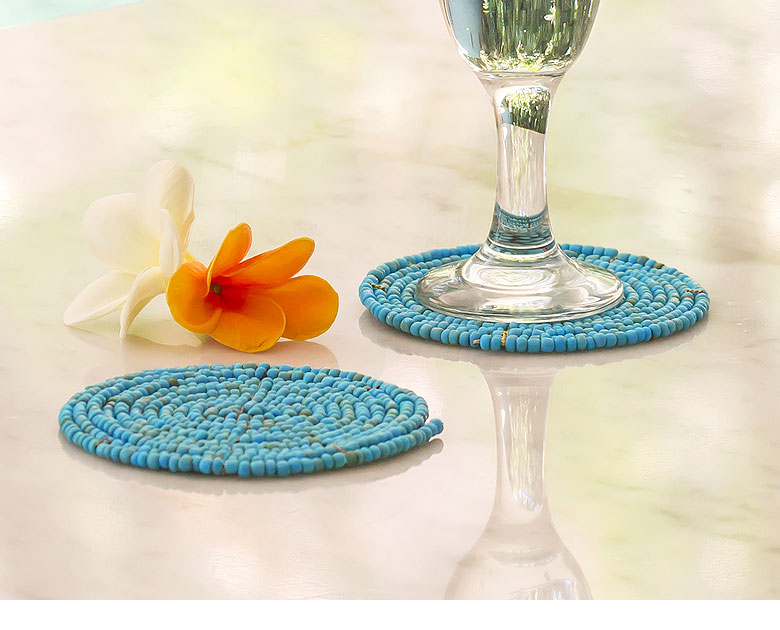 ターコイズカラーのコースター