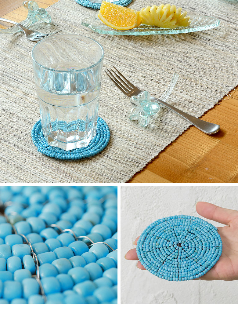 ターコイズカラーのコースター