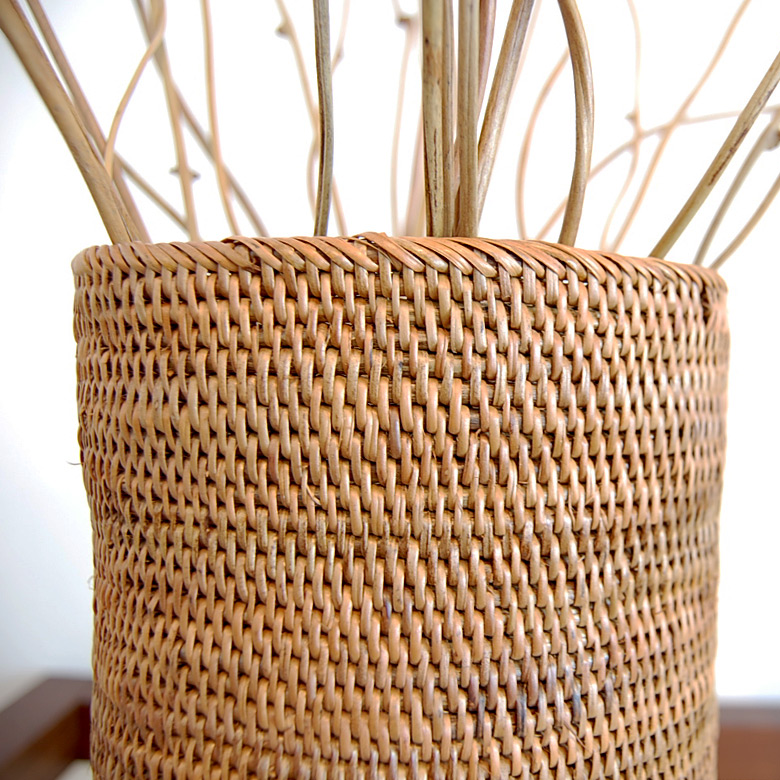 アタで編まれた筒形バスケット アジアン バリ アジアン雑貨