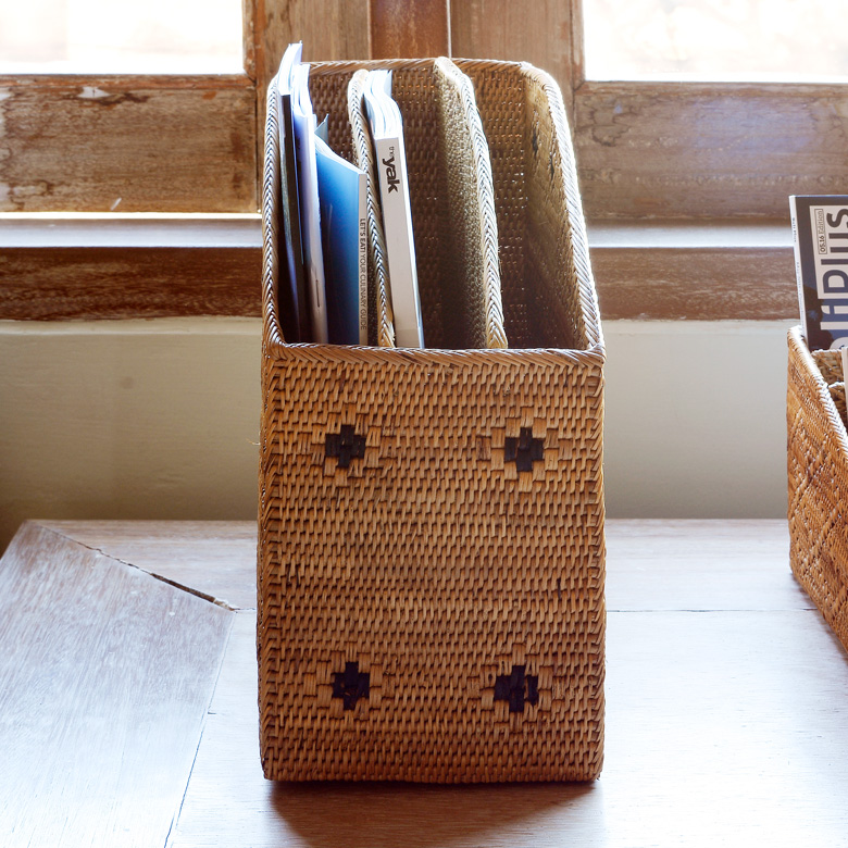 アタで編まれた間仕切りつきファイルスタンド アジアン バリ アジアン雑貨