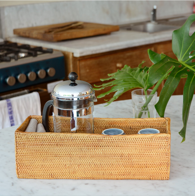 アタで編まれた長方形の収納ボックス アジアン バリ アジアン雑貨