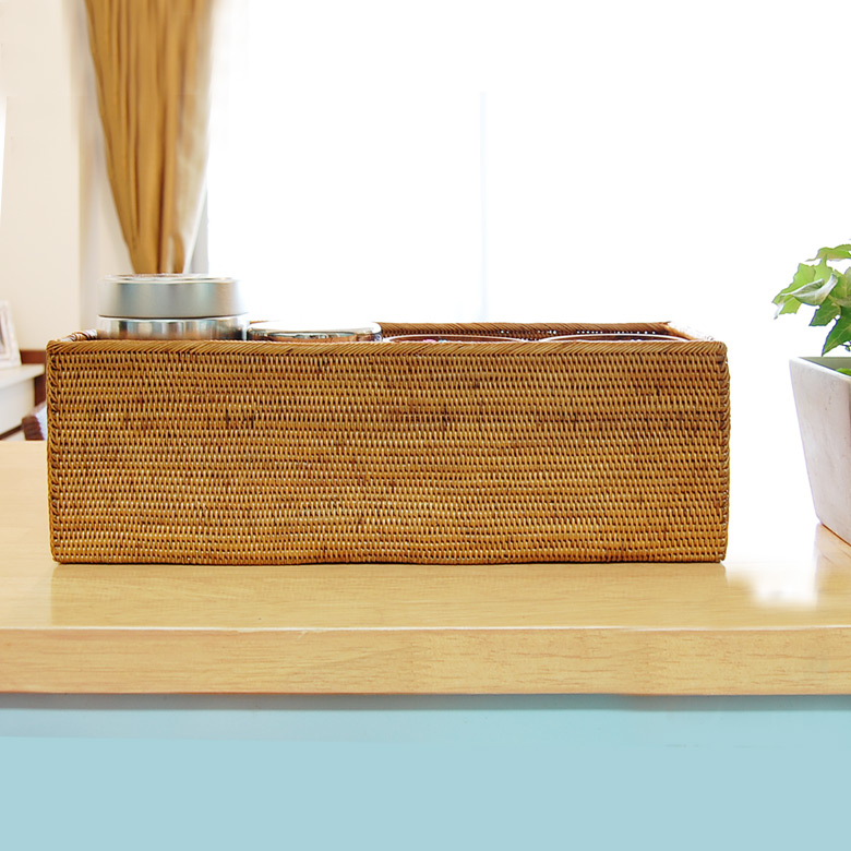 アタで編まれた長方形の収納ボックス アジアン バリ アジアン雑貨