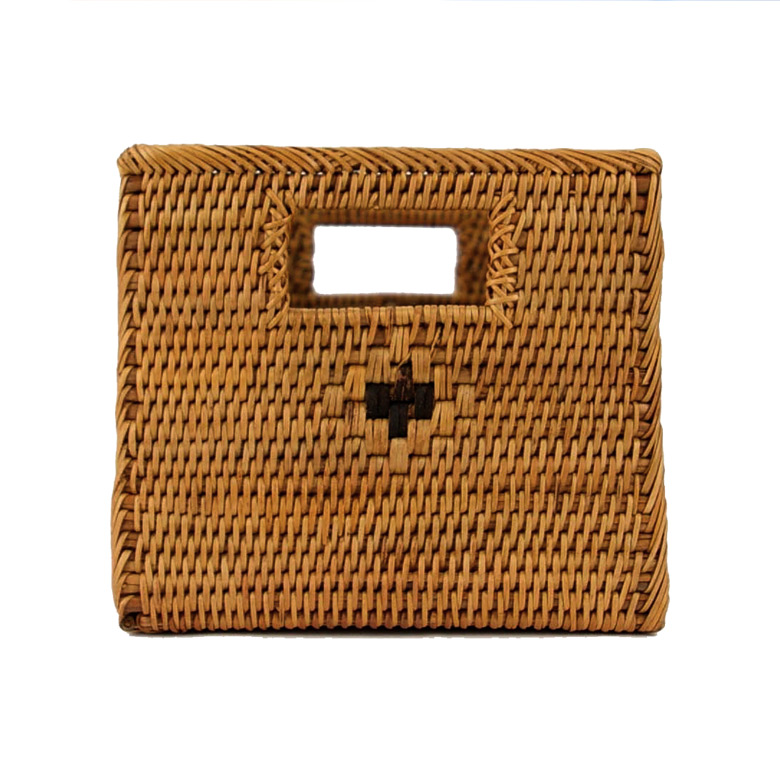 アタで編まれた取っ手付き収納ボックス アジアン バリ アジアン雑貨