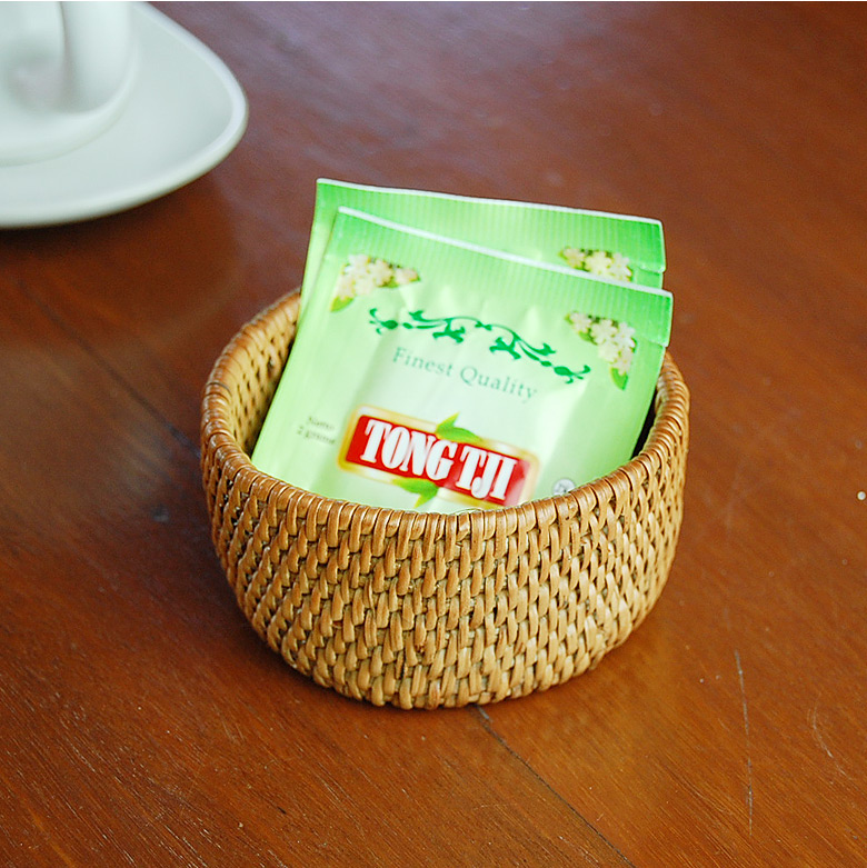 アタで編まれた小さな筒形ケース アジアン バリ アジアン雑貨