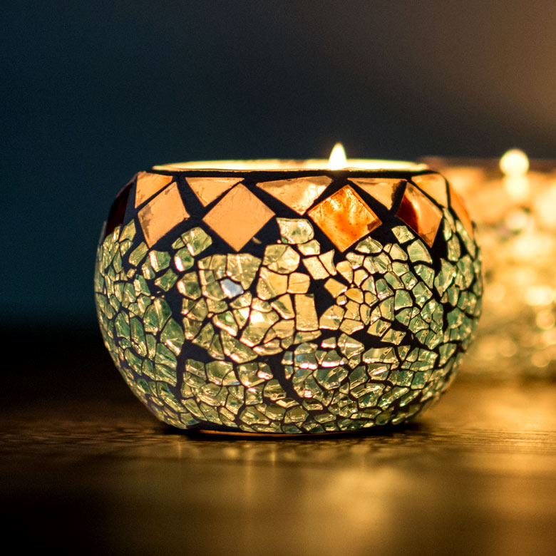 モザイクガラスのキャンドルホルダー