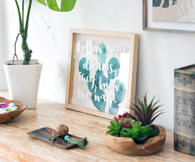 メッセージガラス付きサボテンアートフレーム