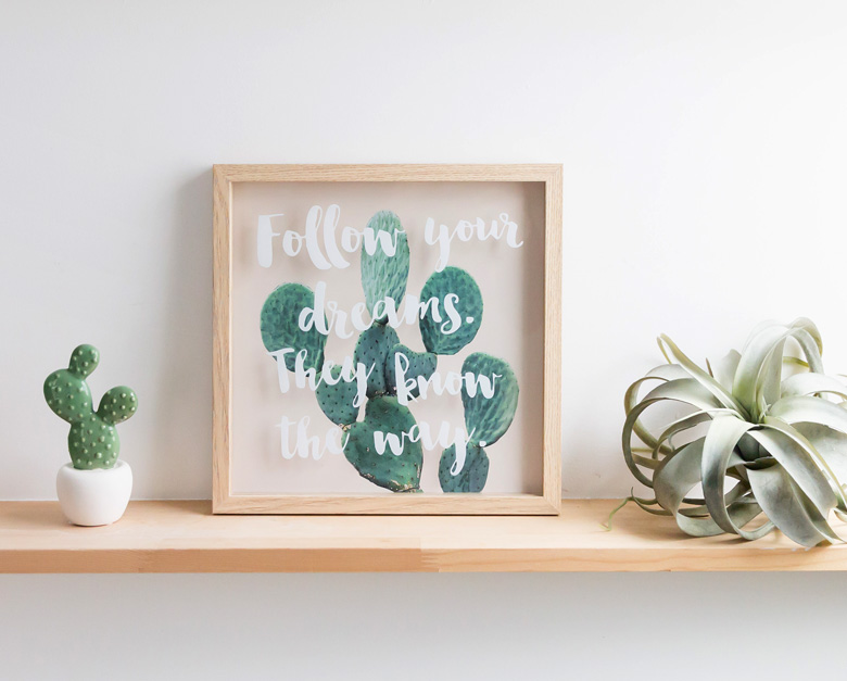 メッセージガラス付きサボテンアートフレーム