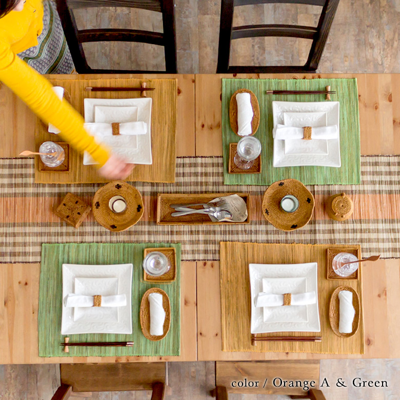 バリ島のウォーターヒヤシンスで出来たカラフルなランチョンマット バリ アジアン雑貨