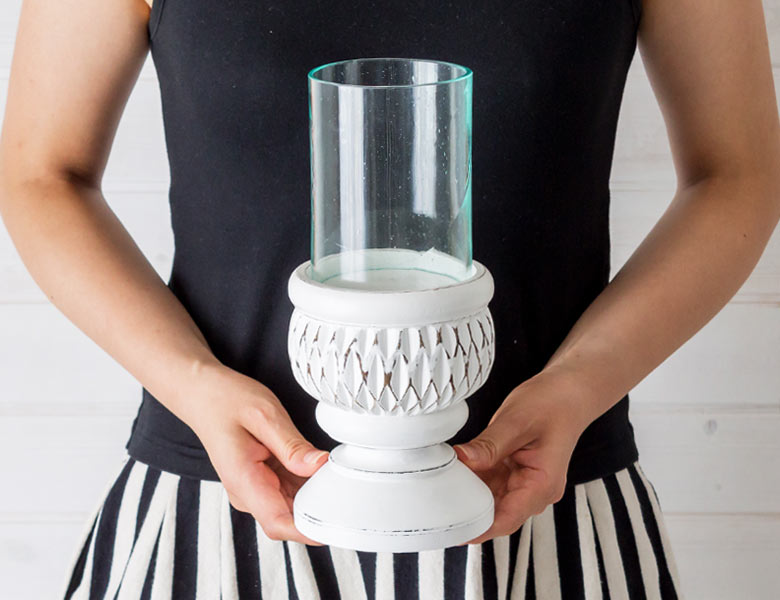 キャンドルホルダー おしゃれ 木製 ろうそく立て ガラス キャンドルスタンド 大きい ティーライトキャンドル 北欧 ホワイト 白 ローソク立て  アンティーク風