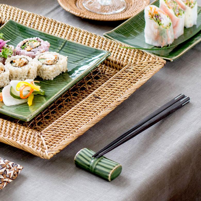 陶器製 バナナリーフ柄 カトラリースタンド