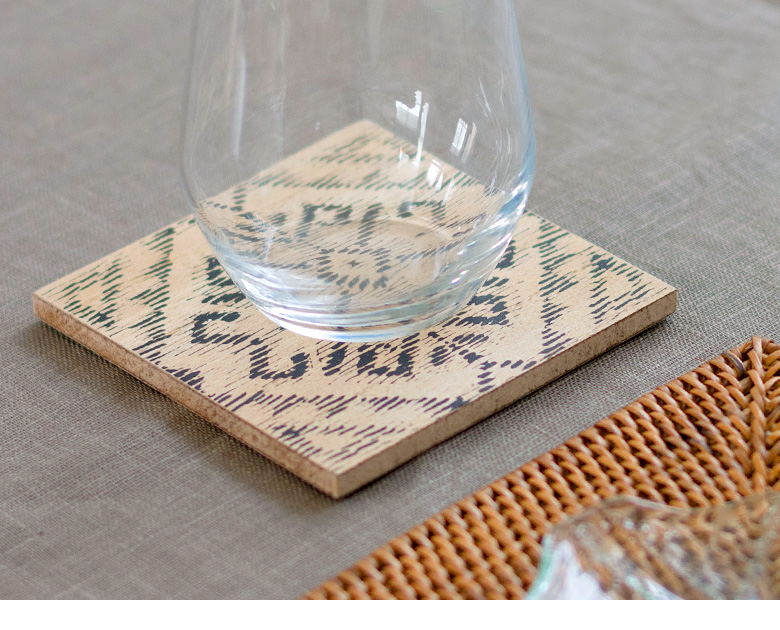 アナログ調にプリントしたコースター。