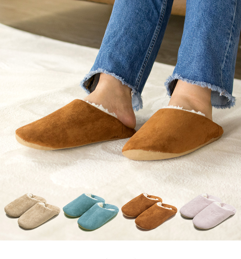 ムートン調ルームシューズ