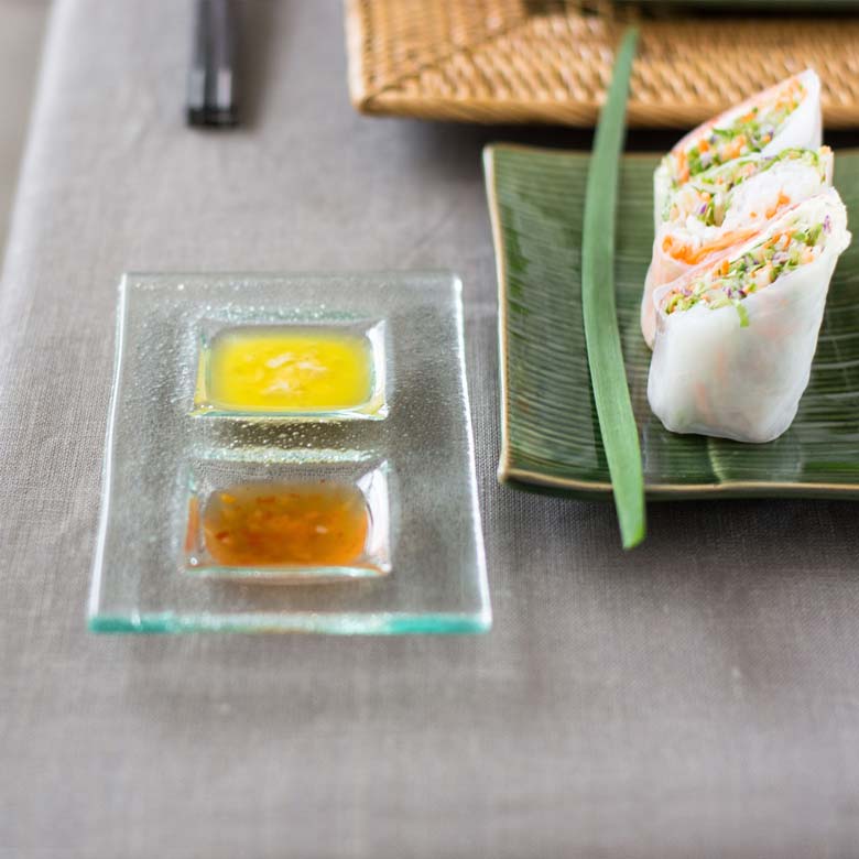 ガラスの二穴スクエア アジアン トレイ アジアン  アジアン雑貨