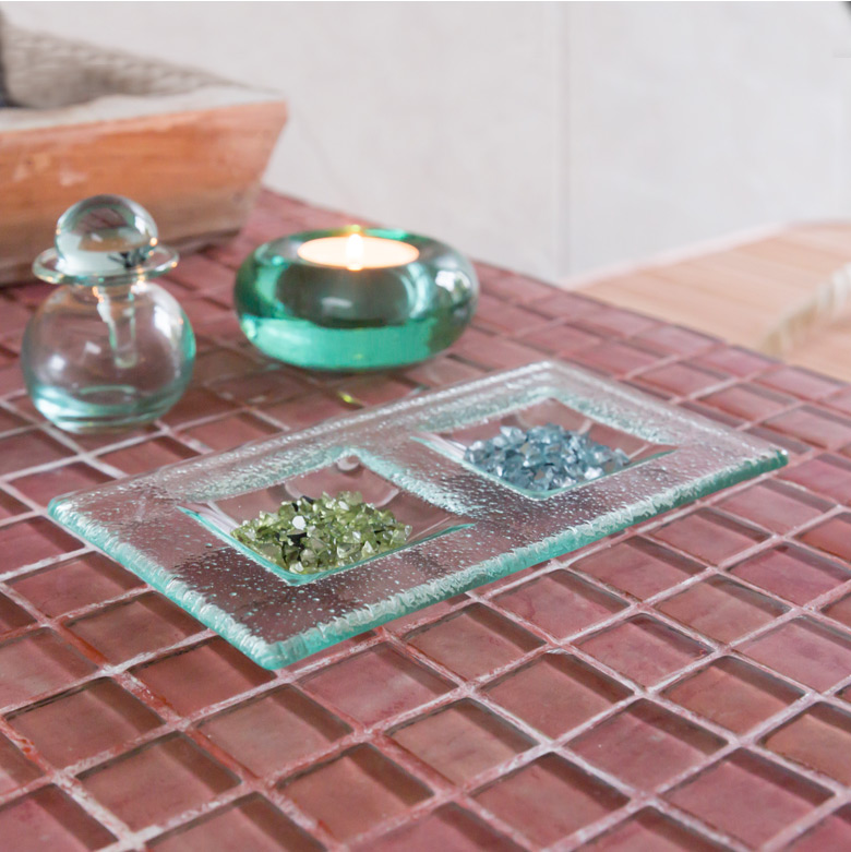 ガラスの二穴スクエア アジアン トレイ アジアン アジアン雑貨