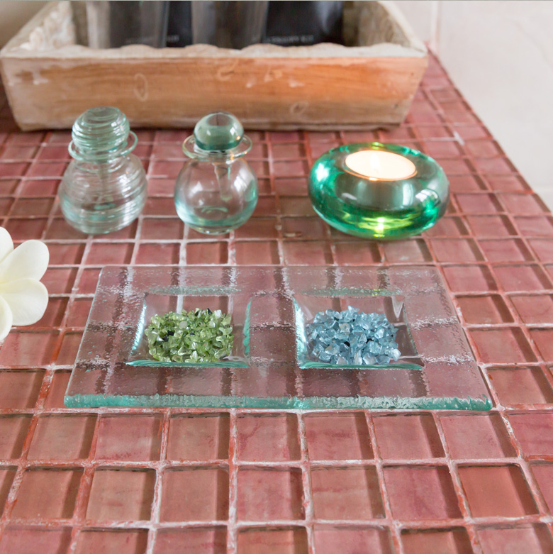 ガラスの二穴スクエア アジアン トレイ アジアン アジアン雑貨