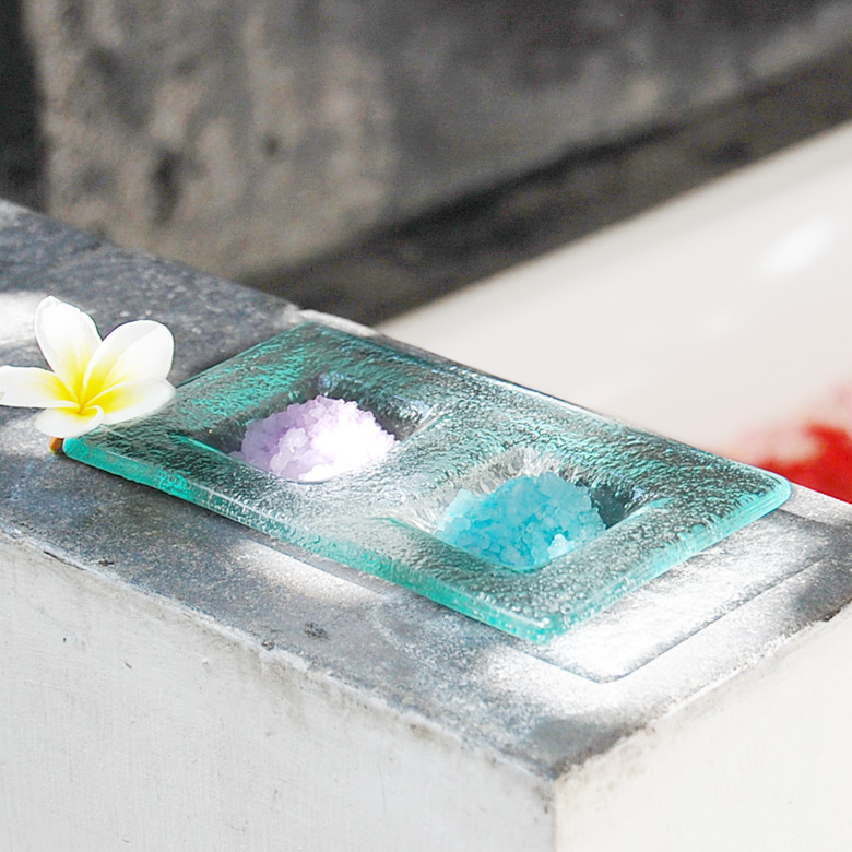 ガラスの二穴スクエア アジアン トレイ アジアン アジアン雑貨