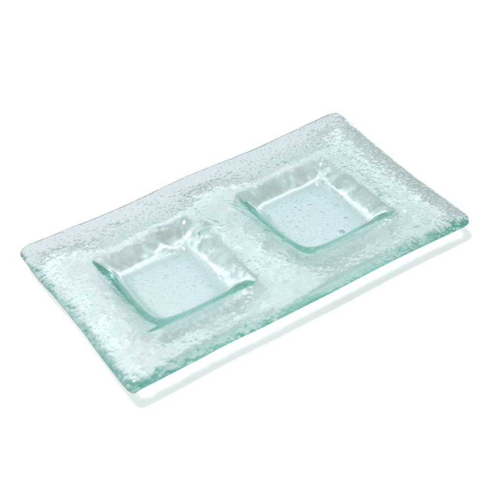 ガラスの二穴スクエア アジアン トレイ アジアン  アジアン雑貨