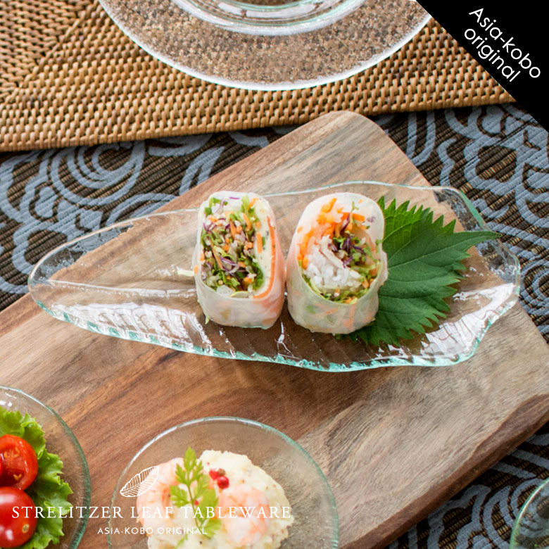 ストレリチアリーフ  皿 小皿 リーフプレート 葉っぱ トレイ ガラス皿 ガラスプレート アジアン ハワイアン バリ島