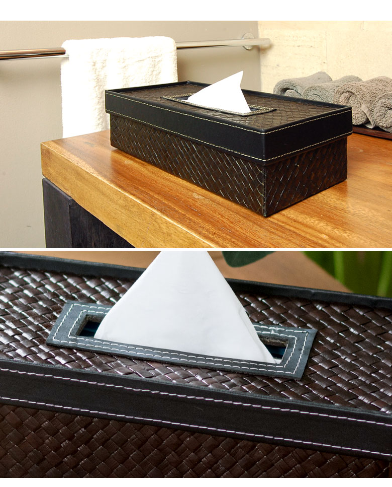 パンダン素材と合皮の組み合わせがモダンなバリ島のティッシュボックス