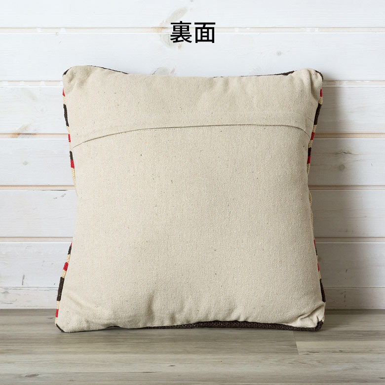 ネイティブ柄 クッション 45cm×45cmDタイプベージュ×ブラウン