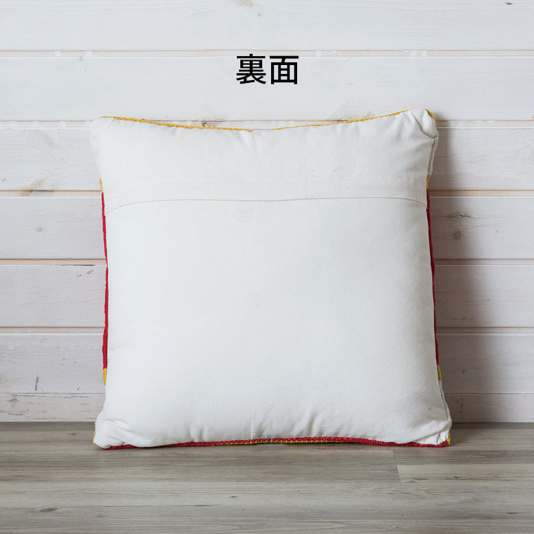 ネイティブ柄 クッション 45cm×45cmEタイプレッド×ホワイト