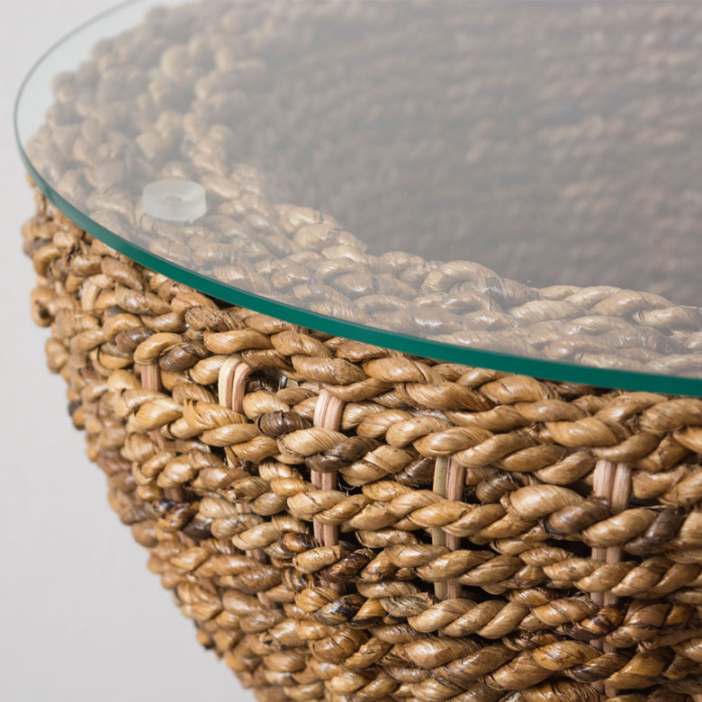 アバカ素材の丸型サイドテーブル