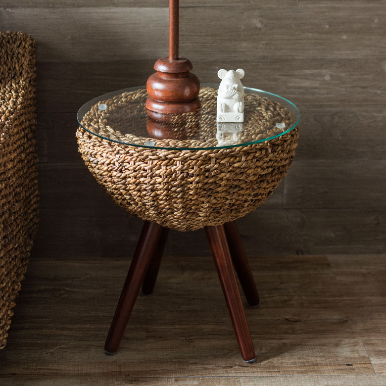 アバカ素材の丸型サイドテーブル