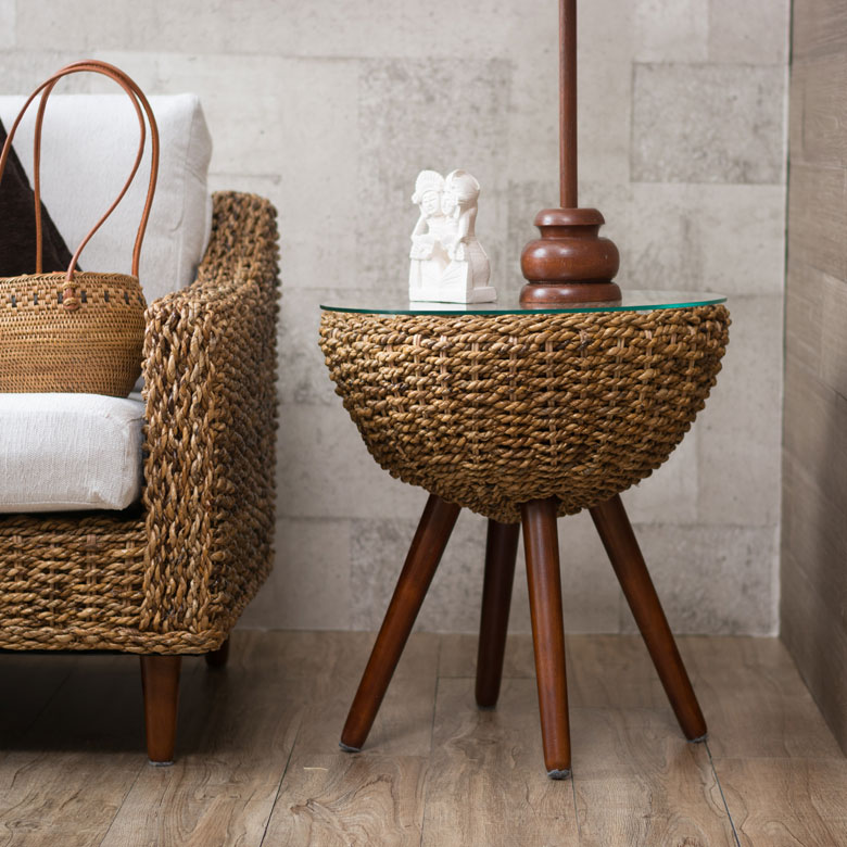 アバカ素材の丸型サイドテーブル