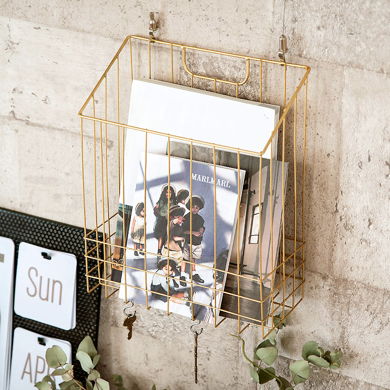 置いても掛けても使えるバスケット